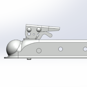 Channel Tongue Trailer CouplerTrigger Latch - Zinc - 2 BallBolt On - 3.500 lbs
